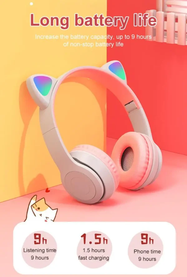 Devil Ear Wireless Headphones Gamer Girl Boy RGB Cute Cat Ears Headset With Microphone Stereo Music Earphone Children's Gifts - Image 8