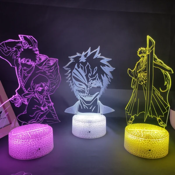 Anime Bleach Figure Ichigo 3D LED Neon Nightlights Birthday Gift for Friends Otaku Bedroom Table Decor Manga Lava Lamps Grimmjow