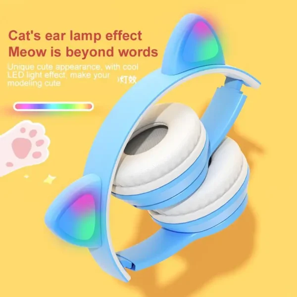 Devil Ear Wireless Headphones Gamer Girl Boy RGB Cute Cat Ears Headset With Microphone Stereo Music Earphone Children's Gifts - Image 9