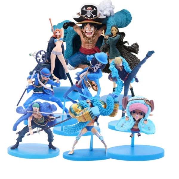 One Piece 20th Anniversary Anime Figures Blue Clothes Luffy Nami Robin Zorro Action Figure Collection Model Toys Birthday Gifts - Image 2