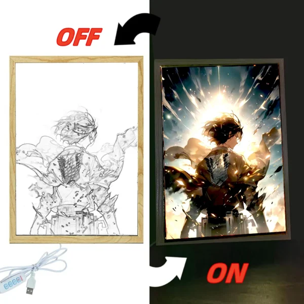 Attack on Titan Anime Figure Light Painting Photo Frame Levi Mikasa Action Collection Led Night Light Christmas 2024 Kids Gifts - Image 7