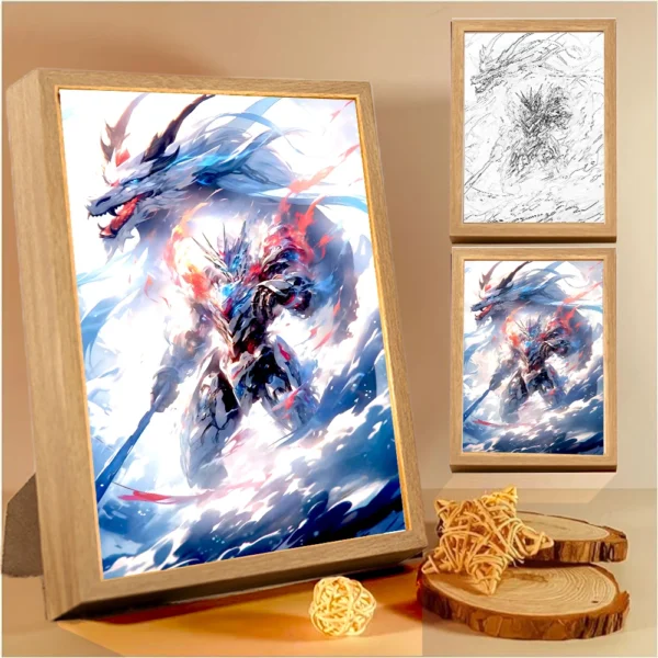 Anime Figure Gundam Light Painting Photo Frame Original Action Figures Led Night Light PVC Collectible Model Toy Christmas Gifts - Image 2