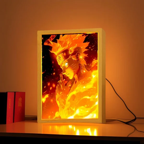 Anime Figure Naruto Light Painting Photo Frame Sasuke Gaara Action Figure Led Night Light Bedroom Decor Christmas Gift Moon Lamp - Image 3