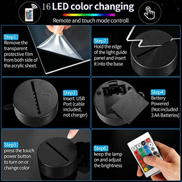 2024 Spiderman VS venom 7/16 Colors Touch Remote Control LED Night Lamp Touch Table Lamp Ornaments Kids Toys Gifts - Image 6