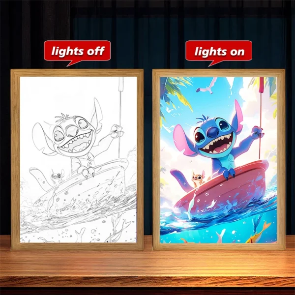 Anime Lamps Stitch Light Painting Photo Frame Led Night Light Child Room Wall Bedside Table Decorate Christmas Gifts Moon Lamp - Image 8