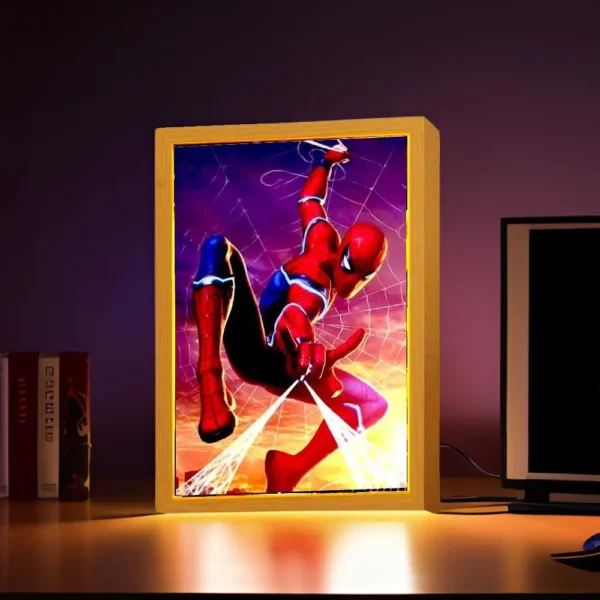 Anime Figure Light Painting Photo Frame spiderman Man Spider Zipka Led Night Light Home Bedroom Decor Christmas Gifts Moon Lamp - Image 3