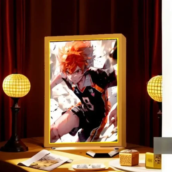 Anime Figures Haikyuu!! Light Painting Photo Frame Shoyo Hinata Action Figures PVC Collector Led Night Light Kid Birthday Gifts - Image 2