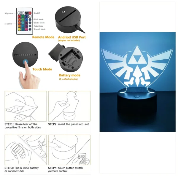 Zelda 3D Lamp Anime Figure World of Warctaft Led Night Light Cute Action Figure Zelda Tears of the Kingdom Children Toys Gifts - Image 6