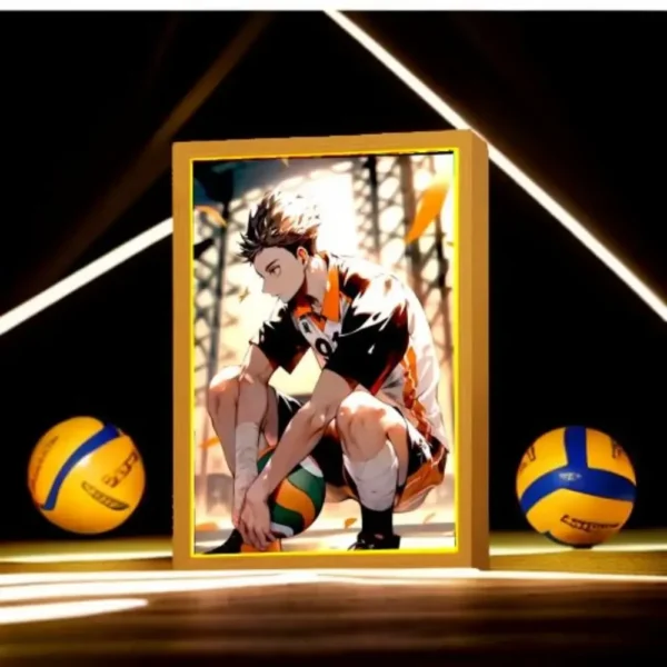 Anime Figures Haikyuu!! Light Painting Photo Frame Shoyo Hinata Action Figures PVC Collector Led Night Light Kid Birthday Gifts - Image 4