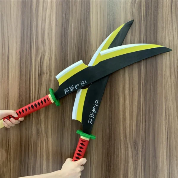 1:1 Tengen Uzui Swords Comics Ver. Demon Slayer Sword Twin Knife Cosplay Weapon Props Carnival Props Safety PU Tanjirou Swords - Image 7