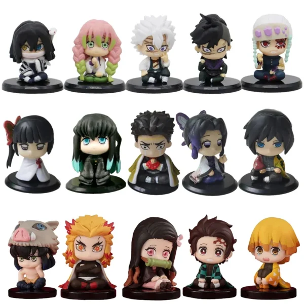 15 Style/Set Q Version Demon Slayer Sitting Ghost Doll Tanjiro Nidouzi Inosuke Zenizu Figure Action Figure Movie Model Toys Doll - Image 7