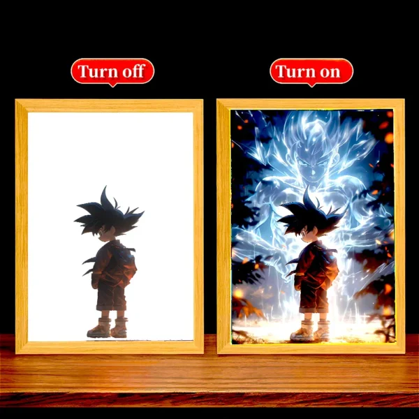 Anime Figure Light Painting Photo Frame Dragon Ball Z Goku Led Night Light Lamp Bedside Table Decorate Christmas Gifts Moon Lamp - Image 2