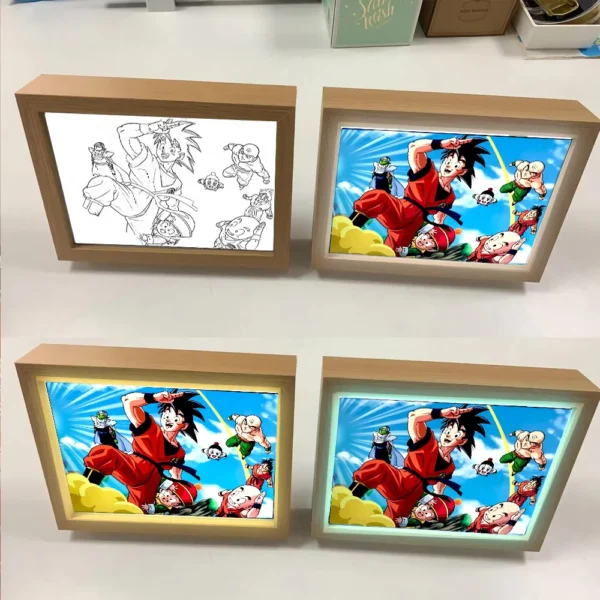 Anime Figure Dragon Ball Light Painting Photo Frame Goku Vegeta Led Night Light Birthday Bedroom Decor Original Gifts Moon Lamp - Image 5