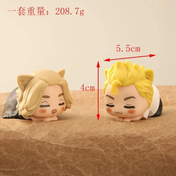 6Pcs/1Set Anime Tokyo Avengers Q Version Napping Caty Manjiro Sano Model Baji Keisuke Toys Lying Down Set Ornament Car Doll - Image 4