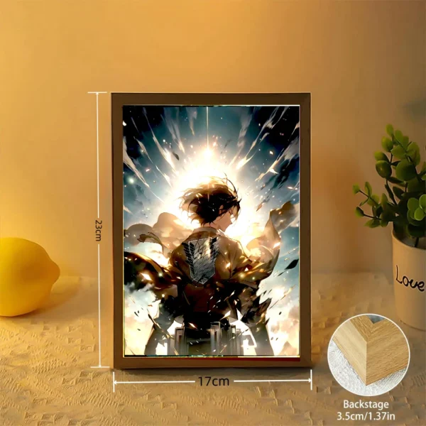 Attack on Titan Anime Figure Light Painting Photo Frame Levi Mikasa Action Collection Led Night Light Christmas 2024 Kids Gifts - Image 5