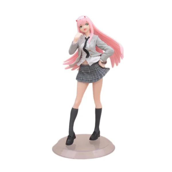 18.5CM Anime Darling in the FranXX Figure 02 ZERO TWO School Uniform Dress Up JK Skirt Model Toy Gift Collection PVC Standing - Image 2