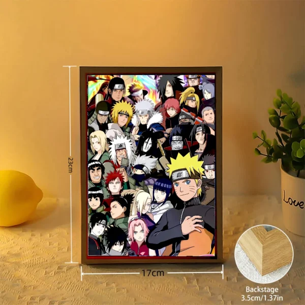 Anime Figure Naruto Light Painting Photo Frame Sasuke Gaara Action Figure Led Night Light Bedroom Decor Christmas Gift Moon Lamp - Image 5