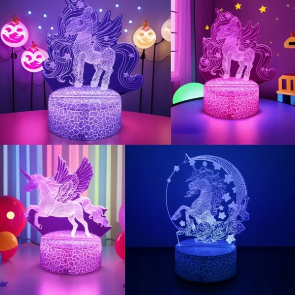 Anime 3D Lamp Unicorn LED Night Light RGB Color Changing Touch Child Nightlight Kid Toy Room Bedroom Decor Valentine's Day Gifts