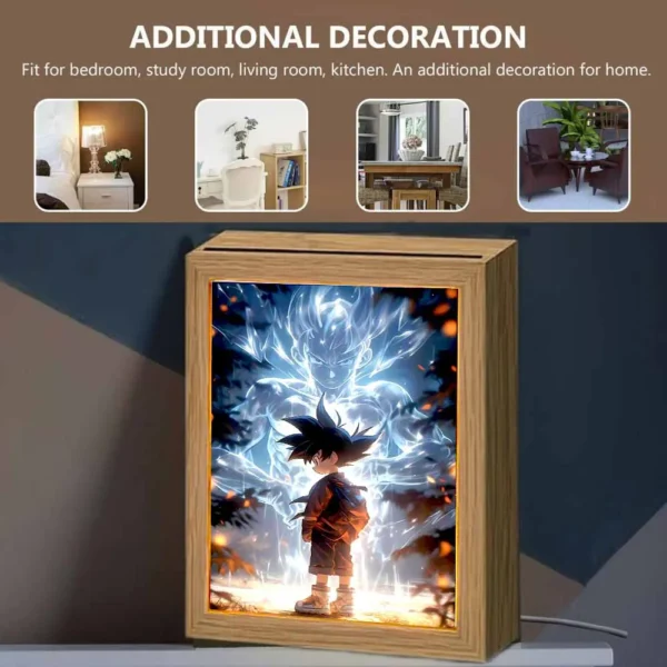 Anime Figure Light Painting Photo Frame Dragon Ball Z Goku Led Night Light Lamp Bedside Table Decorate Christmas Gifts Moon Lamp - Image 3