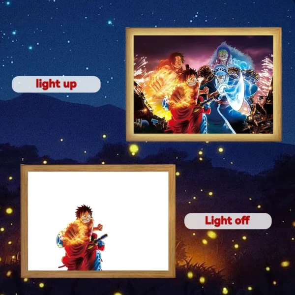 Anime Figure One Piece Light Painting Photo Frame Action Figures Zoro Luffy Led Night Light Birthday Christmas Gifts Moon Lamp - Image 7
