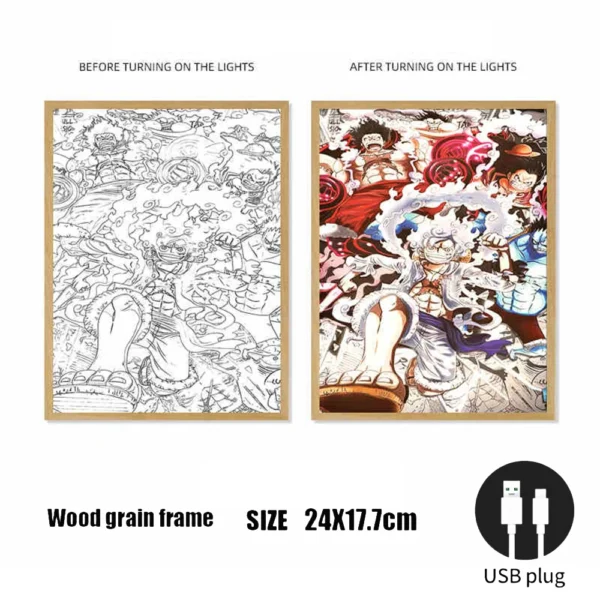 Anime Peripheral Luffy Cartoon LED Coloured Drawing High Definition Picture USB Plug Night View Lamp Home and Home Decoration - Image 8