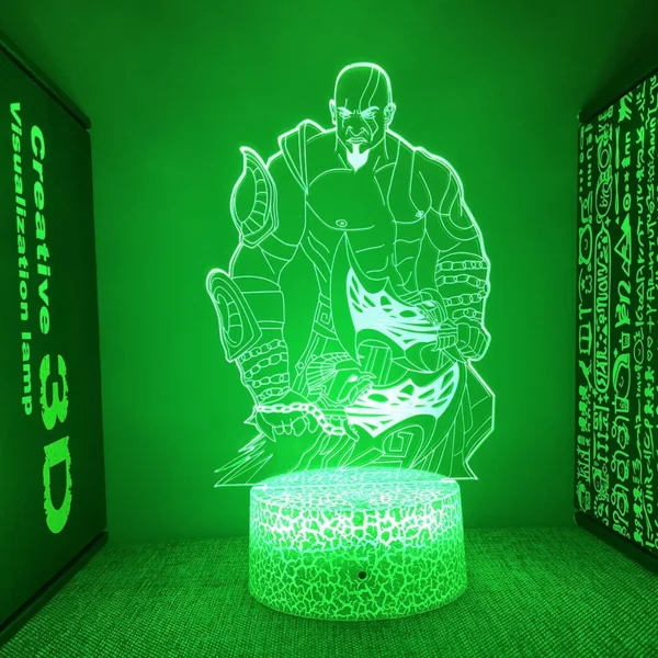 God Of War Figure Kratos 3d Led Night Light For Bedroom Acrylic Bedside Lamp Game Room Decor Children's Gift - Image 4