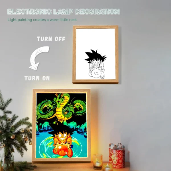 Anime Figure Dragon Ball Light Painting Photo Frame Goku Vegeta Led Night Light Birthday Bedroom Decor Original Gifts Moon Lamp - Image 2