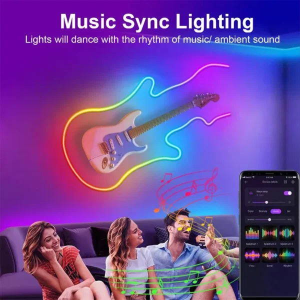 5V RGBIC Bluetooth Neon Led Strip Lights Waterproof Flex Ribbon Music Sync DIY Dreamcolor Chasing Strip for Home Decor Lighting - Image 4