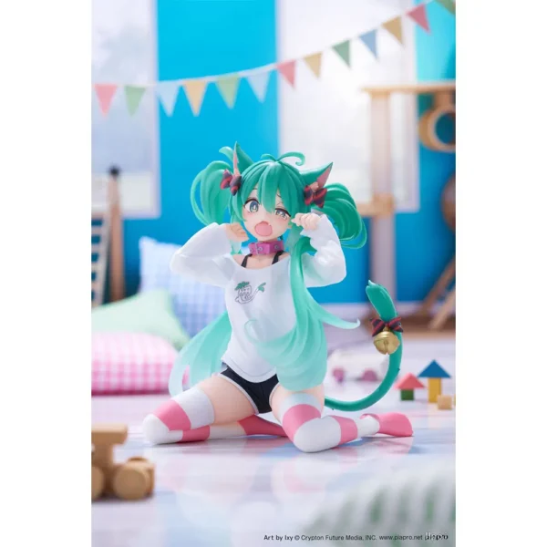 13CM Anime Hatsune Miku Figure Cat Ear Long Sleeve Shirt Kneeling Animation Model Toy Gift Collection Decorative Ornaments PVC - Image 3