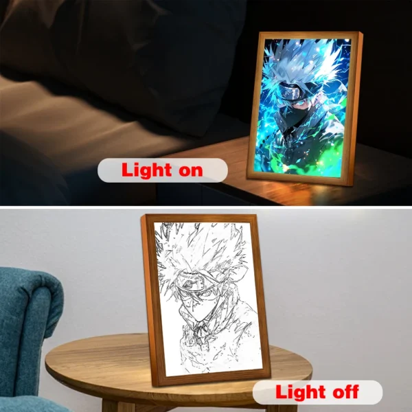 kakashi Light Painting Photo Frame Anime Figures Naruto Uzumaki Led NightLight Room Decor Christmas Gifts Moon Lamp - Image 7