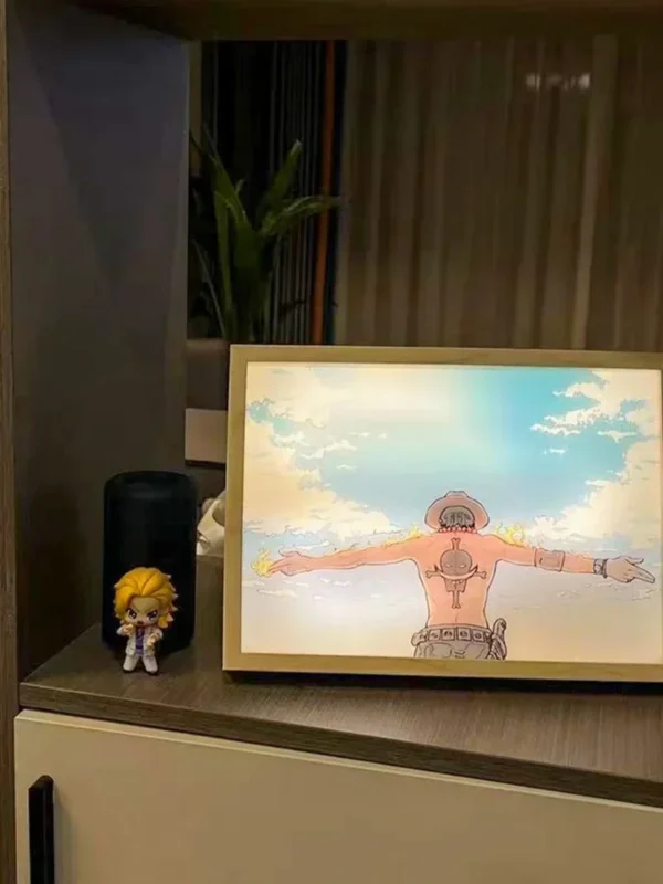 Cartoon One Pieces Nika Luffy Gear 5 Painting Lamp Anime Thousand Sunny Ship Picture Night Light Zoro Ace Photo Frame Lamp Gifts - Image 3