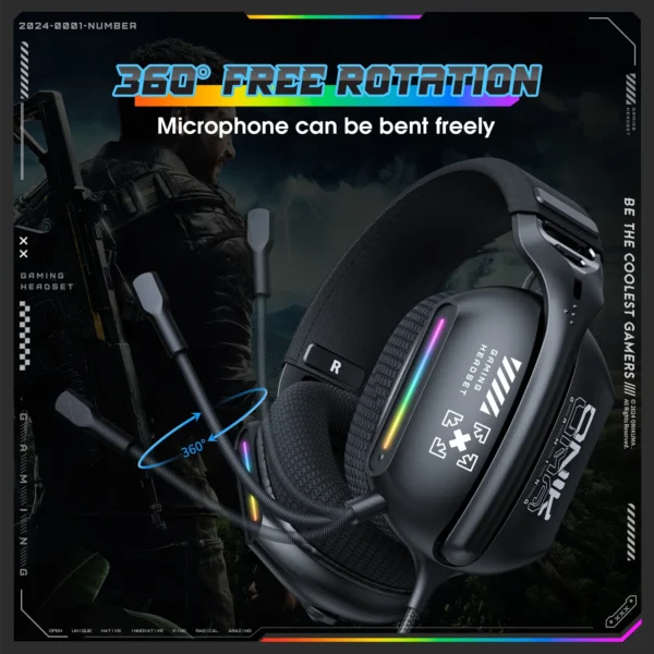 Noise Cancelling Surround Headset Earphones with Microphone Onikuma PC Gaming Headphones Tri-mode Stereo Wired Headset For PC - Image 3