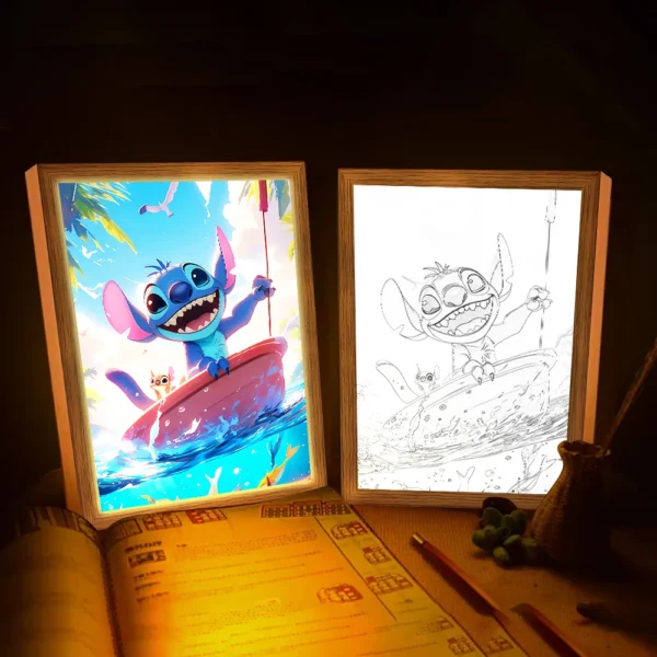 Anime Lamps Stitch Light Painting Photo Frame Led Night Light Child Room Wall Bedside Table Decorate Christmas Gifts Moon Lamp - Image 2