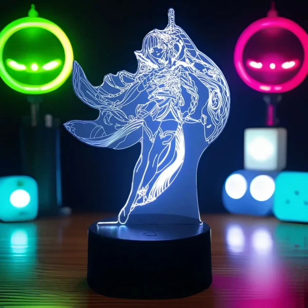3D Lamp Anime Figures Genshin Impact 3D Night Light Raiden Shogun PVC Model Gamer Lamp Decoration Bedroom Lights Kids Toys Gifts - Image 2