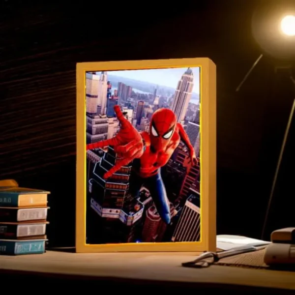Anime Figure Light Painting Photo Frame spiderman Man Spider Zipka Led Night Light Home Bedroom Decor Christmas Gifts Moon Lamp - Image 2