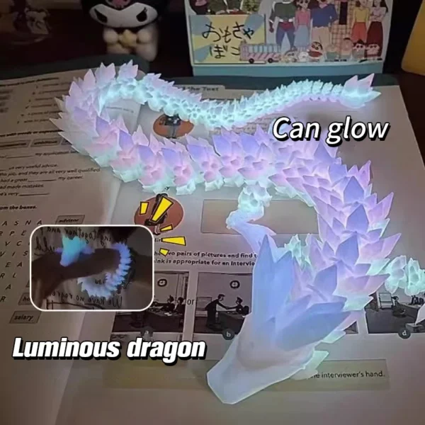 3D Printed Dragon Glow In the Dark Rotatable Articulated Luminous Crystal Dragons Kids Gifts Home Office Desktop Ornament Craft - Image 10