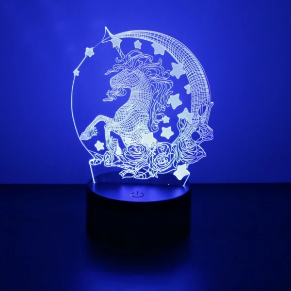 Anime 3D Lamp Unicorn LED Night Light RGB Color Changing Touch Child Nightlight Kid Toy Room Bedroom Decor Valentine's Day Gifts - Image 5