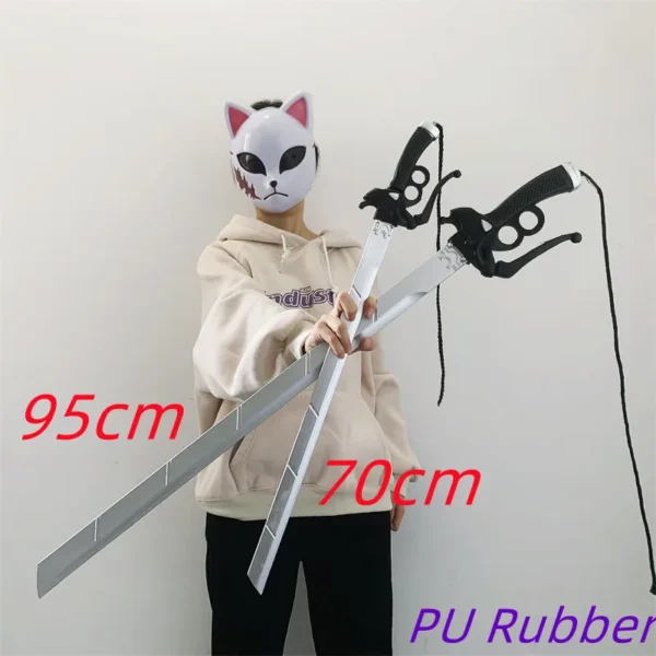 70cm/95cm Knife Gun Sword Anime Attack on Titan Eren Rivaille Mikasa Cosplay Prop Weapon 1:1 Safety PU Rubber Carnival Toy Gift