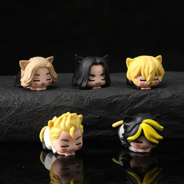 6Pcs/1Set Anime Tokyo Avengers Q Version Napping Caty Manjiro Sano Model Baji Keisuke Toys Lying Down Set Ornament Car Doll - Image 5