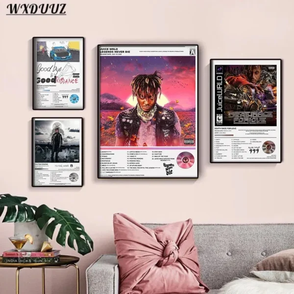 Pop Rapper Singer Juice WRLD & Future WRLD On Drugs Poster Aesthetic Set Musci Album Cover Canvas Print Wall Art Home Room Decor - Image 3