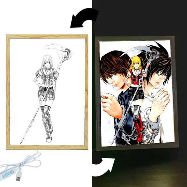 Anime Figure Death Note Light Painting Photo Frame Night Light L Killer Action Figures Room Decor Christmas Gifts Kids Moon Lamp - Image 8