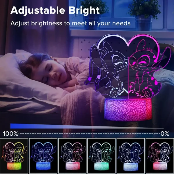 Stitching Light Two Color Night Light 3D Illusion LED Touch Home Children's Decoration Bedroom Lilo&Stitch Light Christmas Gift - Image 5