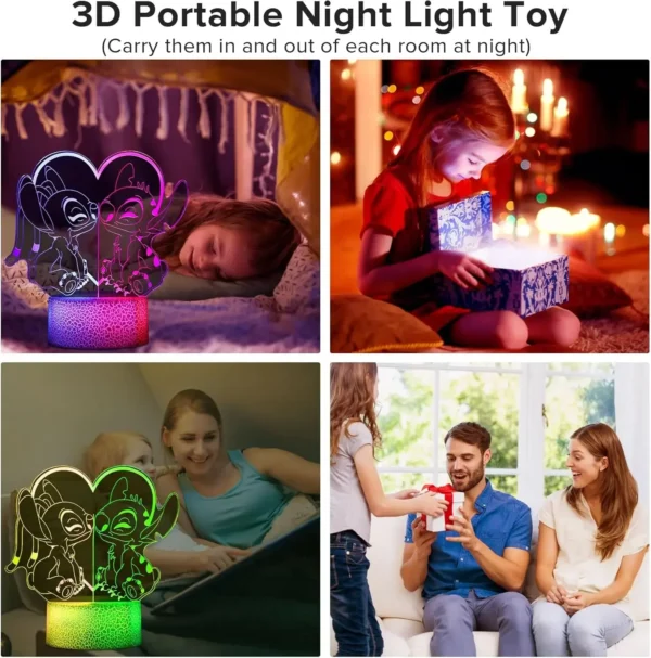 Stitching Light Two Color Night Light 3D Illusion LED Touch Home Children's Decoration Bedroom Lilo&Stitch Light Christmas Gift - Image 6