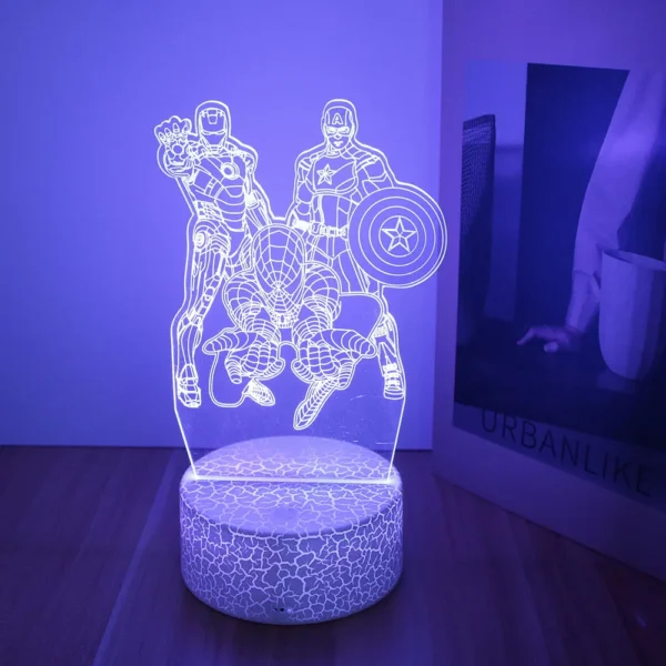 3D Lamps Anime Figure Spider-Man Led Night Light Action figure Captain American Nightlight Decor Lamp Room Kids Birthday Gifts - Image 7