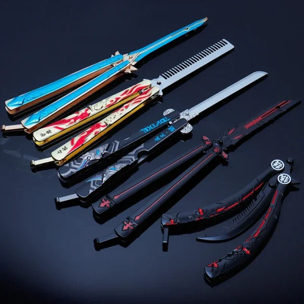 New Animation Game Genshin Impact Butterfly Knife Toy Unsharped Metal Weapon Wolf's Last Road Stick Cyno Weapon Model Gift