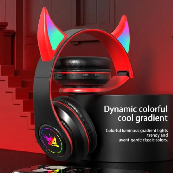 Devil Ear Wireless Headphones Gamer Girl Boy RGB Cute Cat Ears Headset With Microphone Stereo Music Earphone Children's Gifts - Image 2