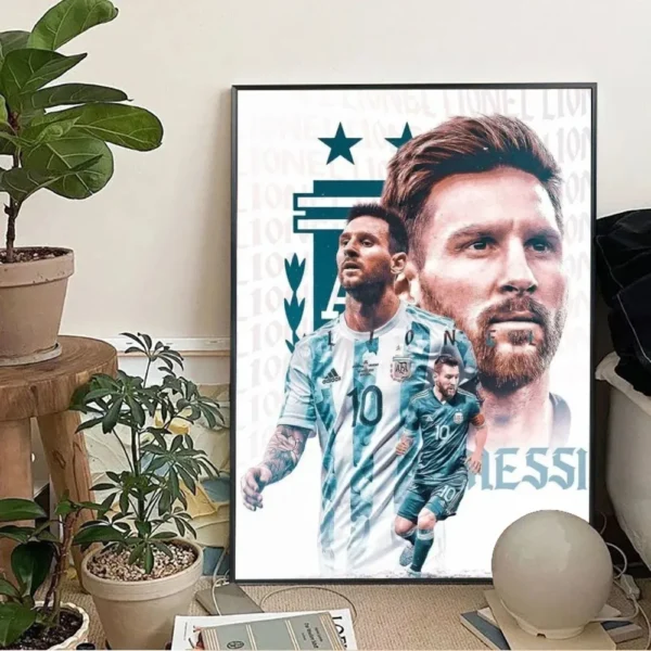 Football Star M-Messi Wallpaper Poster Club Bar Poster Wall Art Canvas Painting Bedroom Study - Image 2