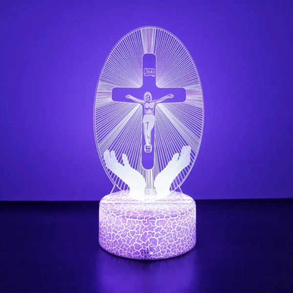 3D Lamp Jesus Cross LED Night Light Friends Xmas Easter Crucifix Optical Illusion Nightlight Table Lamps Room Decor Toys Gifts - Image 4
