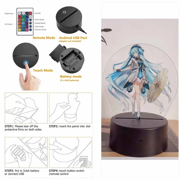 Anime 3D Lamp Hatsune Miku Action Figures Kawaii PVC LED Night Light Smart touch colour Home Room Decor Birthday Toys for Girls - Image 6