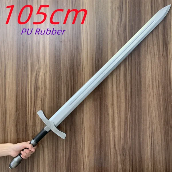 105cm Paladin Knight Sword 1:1 Cosplay Weapon The Medieval Sword Silver Warrior Role Playing Halloween Safety PU Model Gift